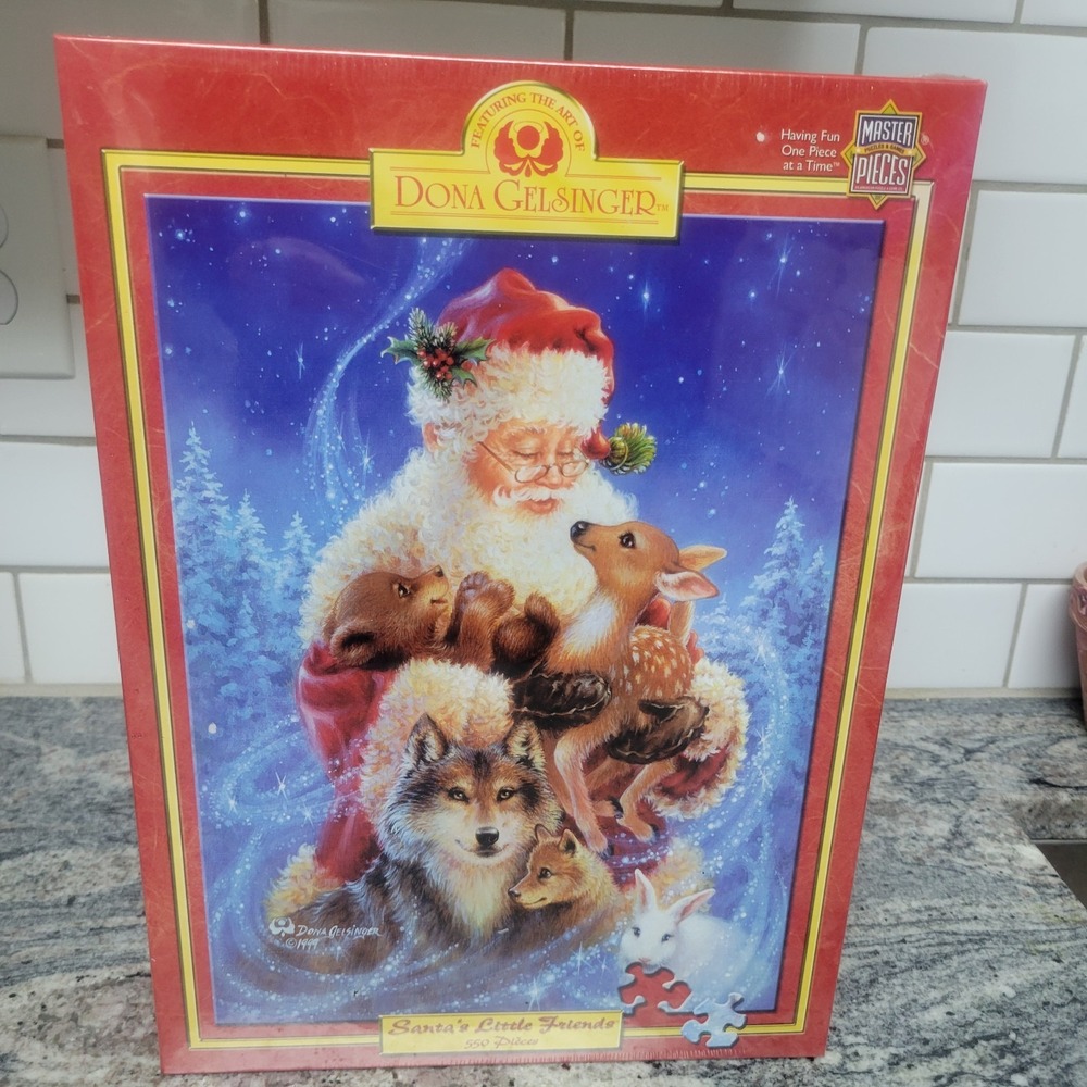 Dona Gelsinger Santas Little‎ Friends 550 pc Christmas Jigsaw Puzzle 18x24 NEW